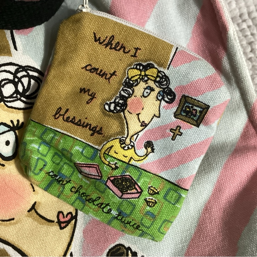When I Count My Blessings I Count Chocolate Twice Canvas Tote Bag w/ Coin Bag - Picture 5 of 13